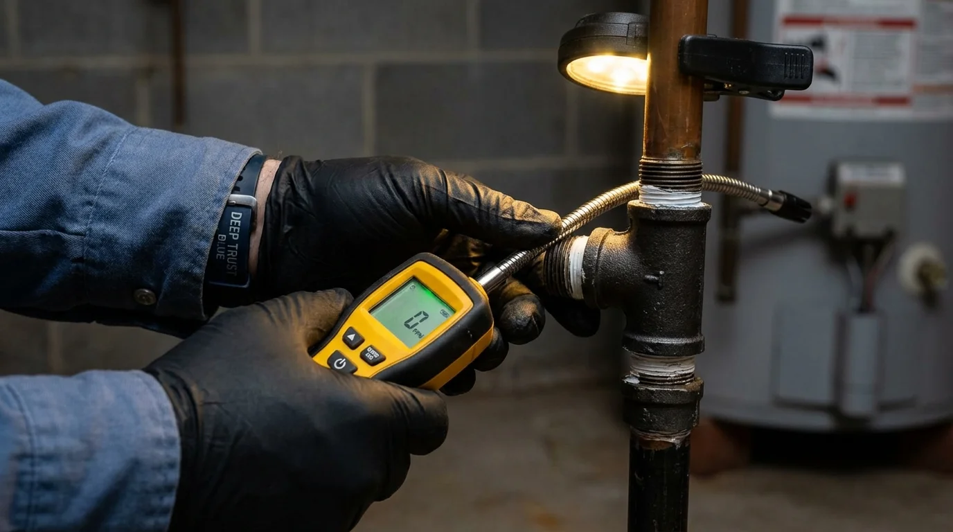 Gas leak detection with electronic sniffer by Johns Plumbing LLC in Irvine